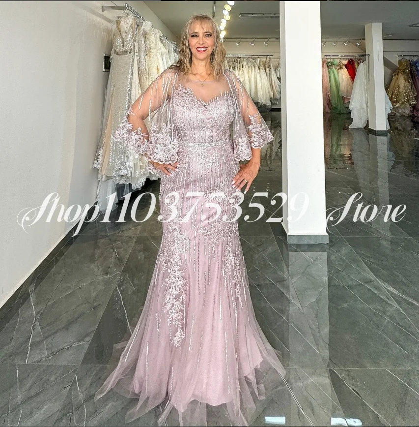 

Mauve Wedding Mother of the Bride Dresses Elegant Tulle Lace Appliques Long Custom Prom Dresses 2025