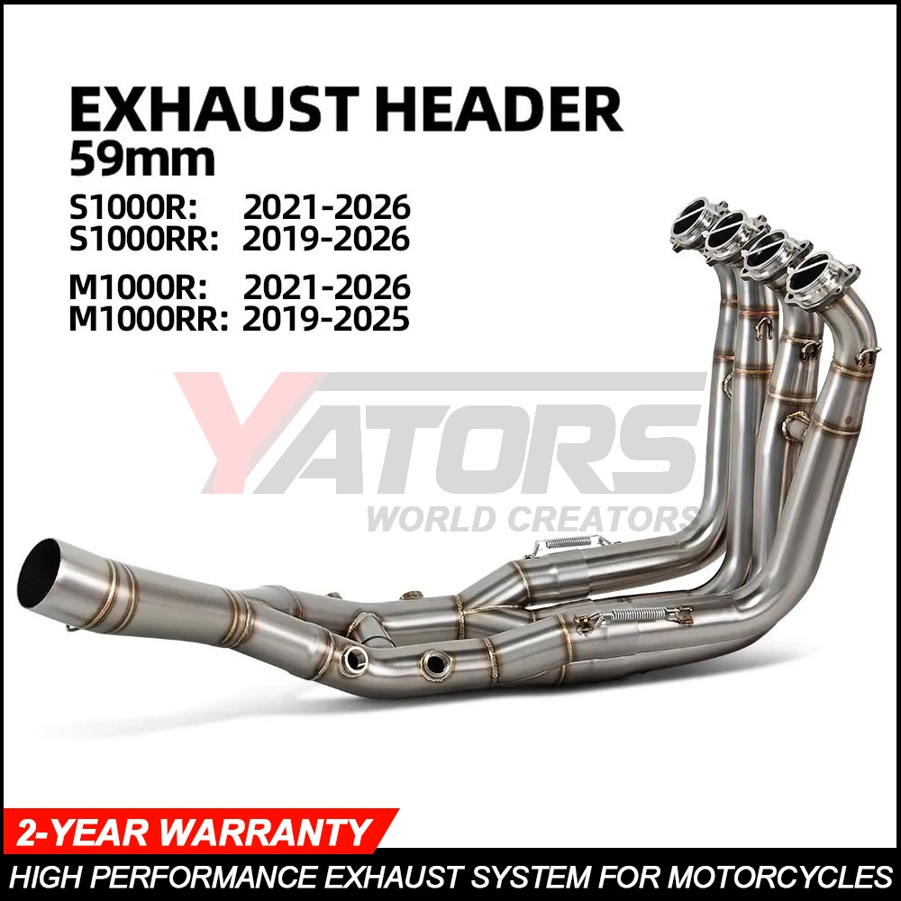 For BMW S1000R 2021-2026 S1000RR Motorcycle Exhaust Manifold Header Pipe Connect Exhaust Muffler Stainless Steel Slip On 60MM