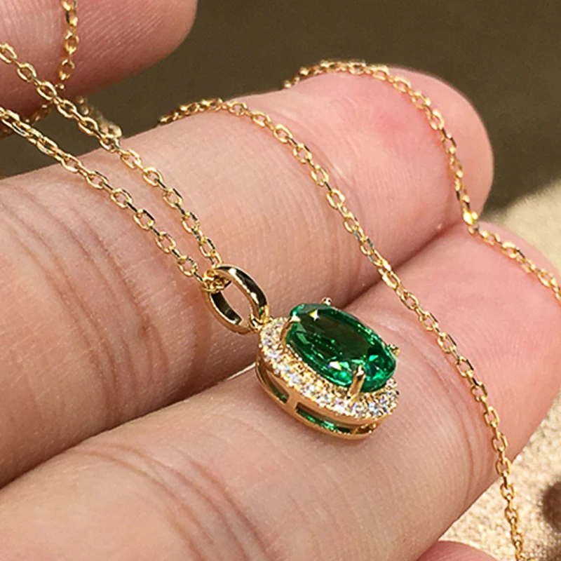 Huitan – collier avec pendentif en Zircon pour femme, bijou brillant et élégant, vert, cubique, pour fête Vintage, cadeau d'anniversaire