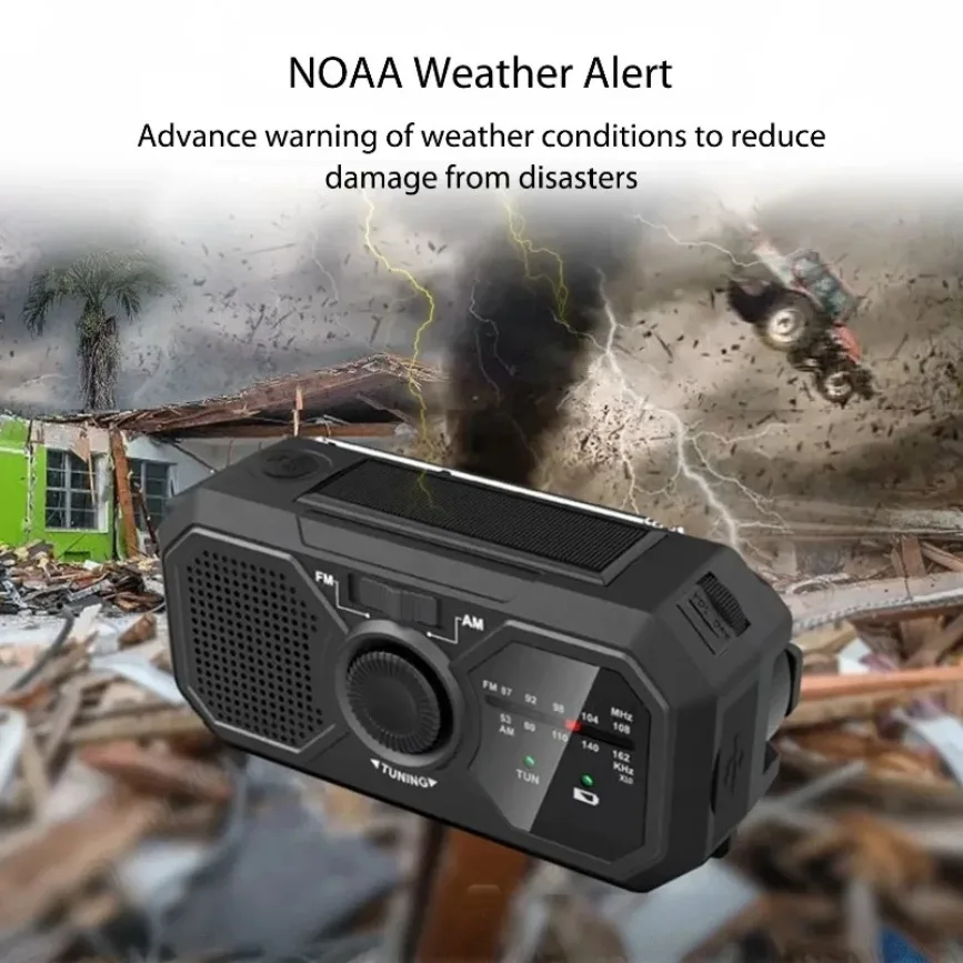شاحن هاتف USB محمول يعمل بالطاقة الشمسية مجموعات الطوارئ راديو الإسعافات الأولية مع كرنك دينامو AM/FM راديو محطة طاقة التعتيم #5