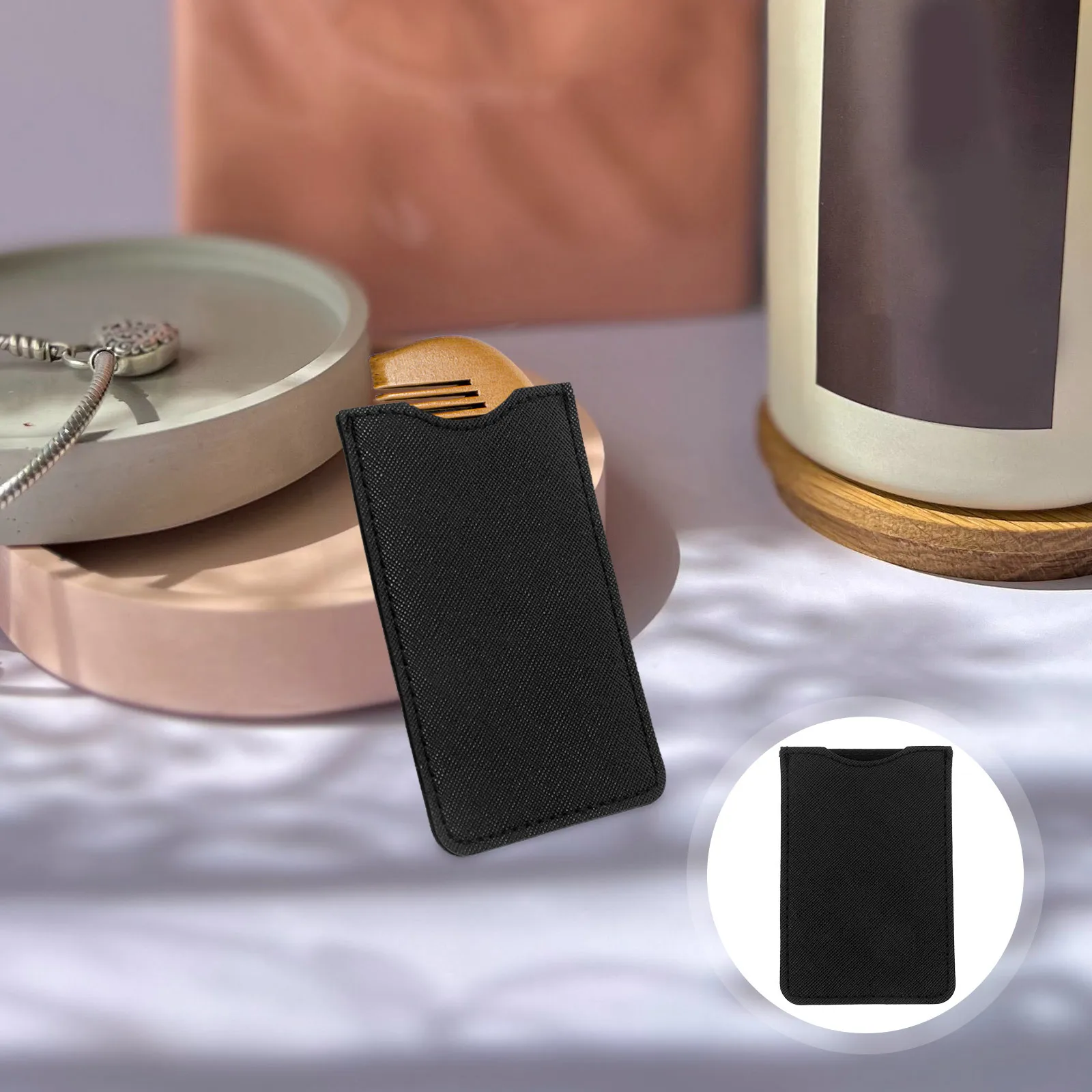 

Держатель для расчески из полиуретана с 5 деревянными расческами для укладки волос на бороду, удобный для путешествий чехол в комплекте