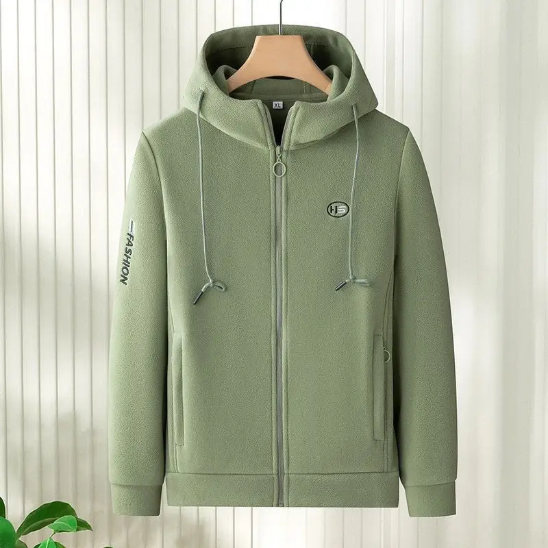 

2026 Women Plus Velvet Thickened Hooded Jacket Outdoor Sporty Full Zip with Zipper Pocket Cardigan Coat Winter Leisure Outerwear