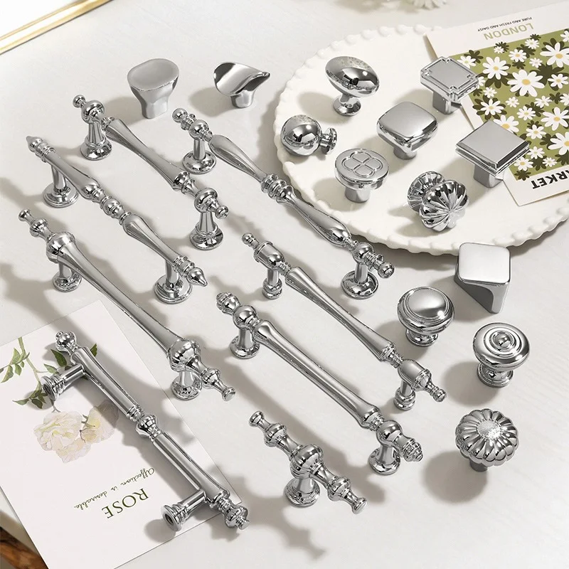 France Chrome-plated Drawer Knobs Cupboard Wardrobe Closet Door Pulls Kitchen Accessories Cabinet Knobs And Furniture Handles