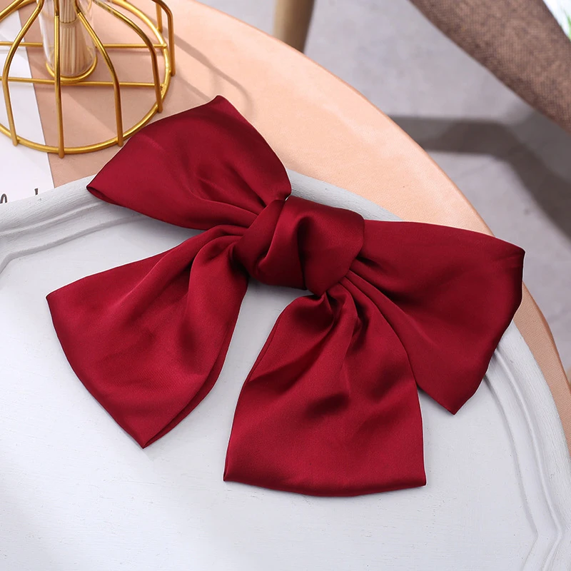 Fashion Ribbon Hairgrips Big Bow Hairpin Girls Satin Trendy Ladies Hair Clip