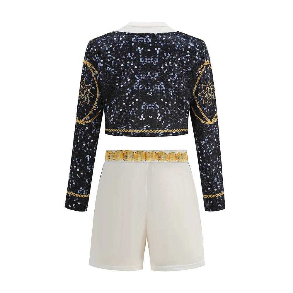 Mädchen Halloween Cosplay Pop-Sängerin Modekleidung Bühnenauftritt Kostüm 3-teilig Jacke Weste Shorts Uniform Show Party Kostüm – Detail 10