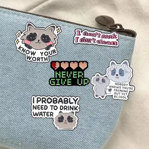 "Know Your Worth" Enamel Pin Sparkly Cute Raccoon Positive Self Love Quote Brooch For Jacket Deco Alloy Badge Present For Girls