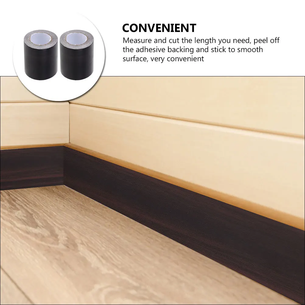 2 لفات مرنة لاصق جدار صب تقليم التفاف مجلس ملصقات ديكور الطابق السقف الأسود بولي كلوريد الفينيل ذاتية اللصق تقليم ل #1