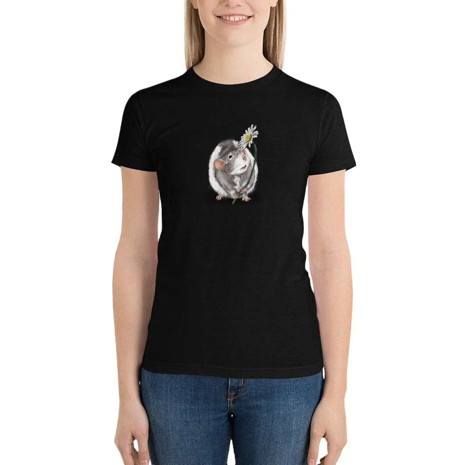 A Rat and a Daisy T-Shirt animal print shirt for girls tops graphics oversized clothes for woman