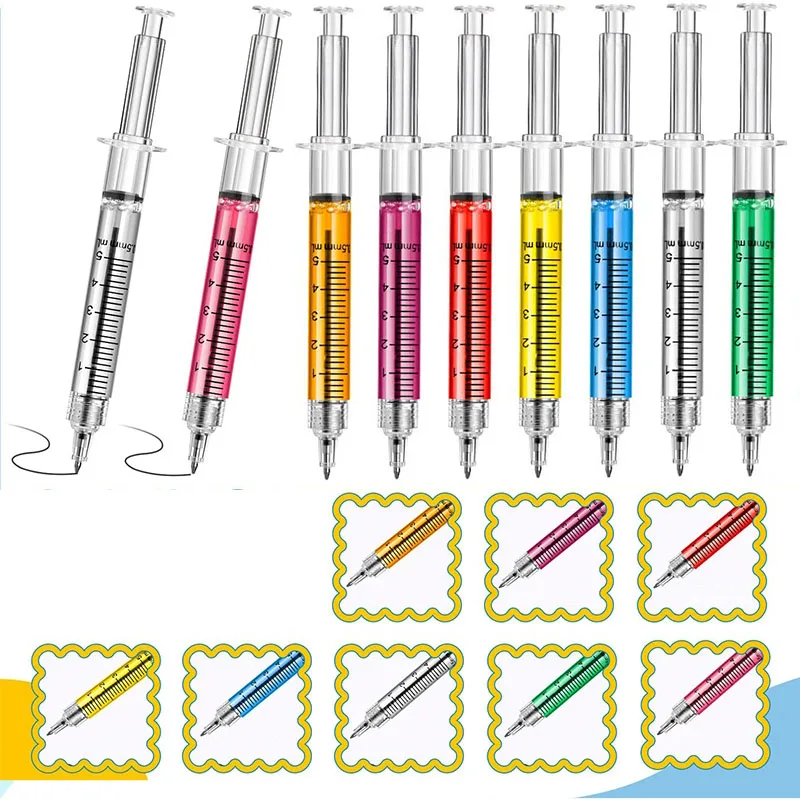 Imagem -02 - Canetas de Seringa Multicoloridas para Enfermeiras Canetas Esferográficas Canetas de Formato Novo Material Escolar e de Escritório 24 Pcs