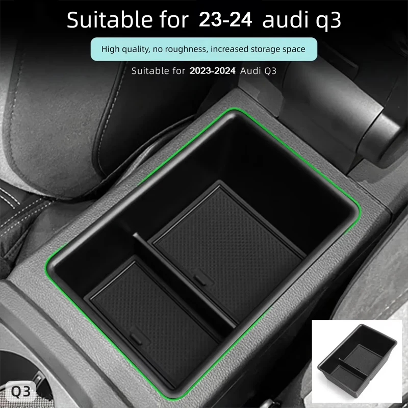For Audi Q3 2023-2024 central control armrest box storage box gas car storage special accessories