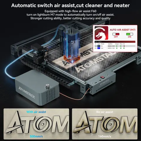 ATOMSTACK A40 PRO V2 40W Lazer Gravür Makinesi CNC Lazer Kesici, LightBurn ve LaserGRBL ile uyumlu, Ahşap, Taş, Metal, Akrilik, Deri, Takı için, Kişiselleştirilmiş ürün işletmeleri için, 385*400mm Çalışma Alanı