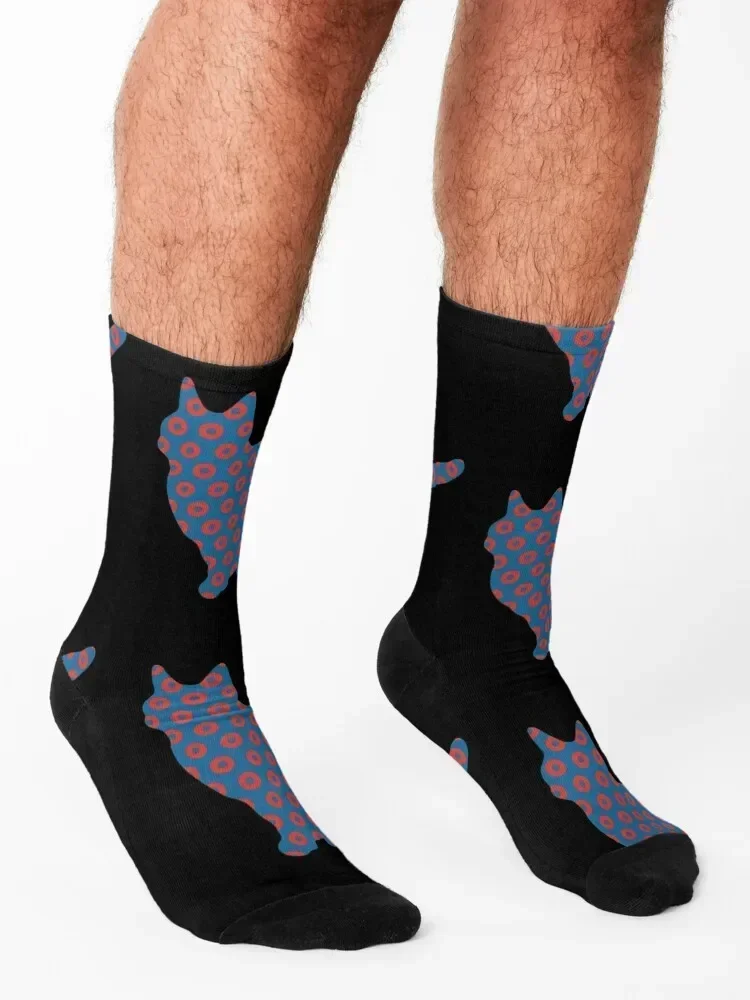 Phish Poster Nutbag Cat Donuts Socks الشتاء تشغيل مضحك جورب ساخن الجوارب امرأة الرجال