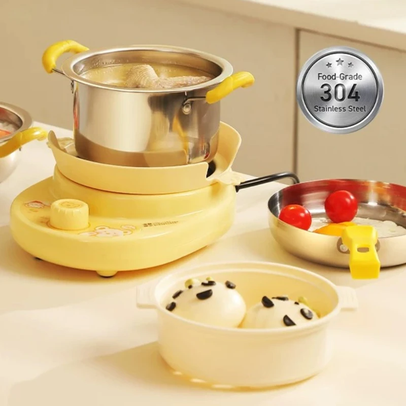 Set di Pentole da Cucina Mini Antiaderenti Senza Rivestimento, Autentico, con Due Livelli Anti-Bruciatura, per Bambine, Regalo di Compleanno