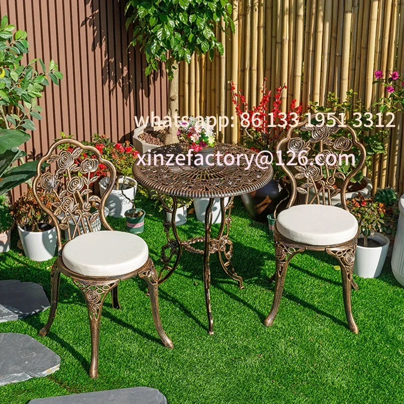 

Customizable Balcony small table and chairs three-piece cast aluminum one and two chairs leisure courtyard garden European