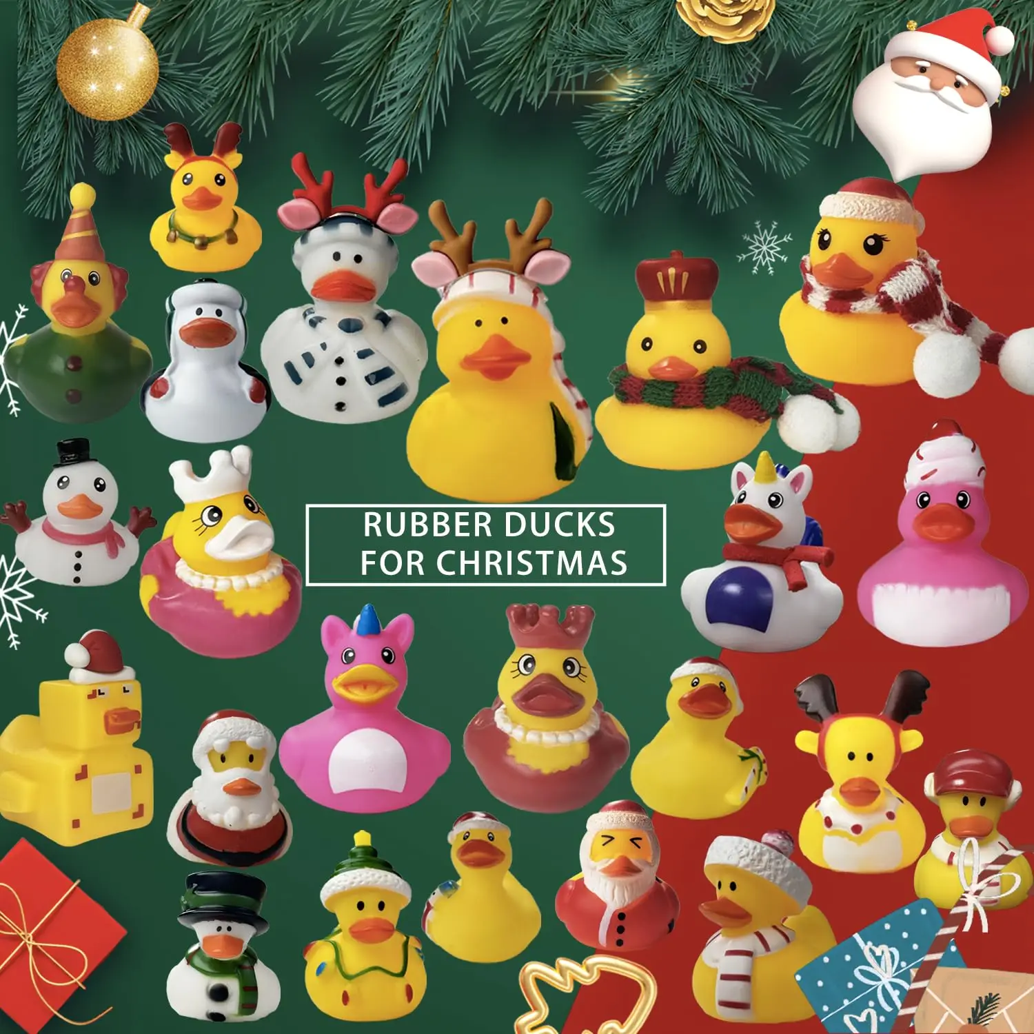 24Pack Christmas Rubber Duck Baby Shower Accessorie Jeep Bath Toys for Kid Boy Girl Toddler Christmas Party Stocking StufferGift