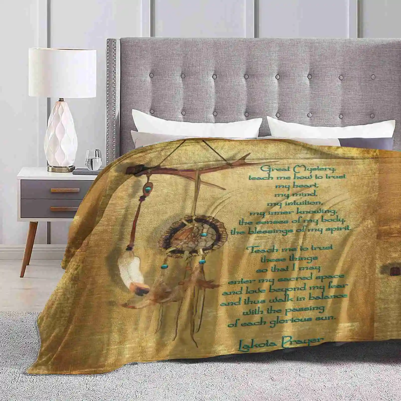 Lakota Prayer Dream Catcher Trend Style Funny Fashion Soft Throw Blanket Illustration Image Of Dream Catcher Lakota Prayer