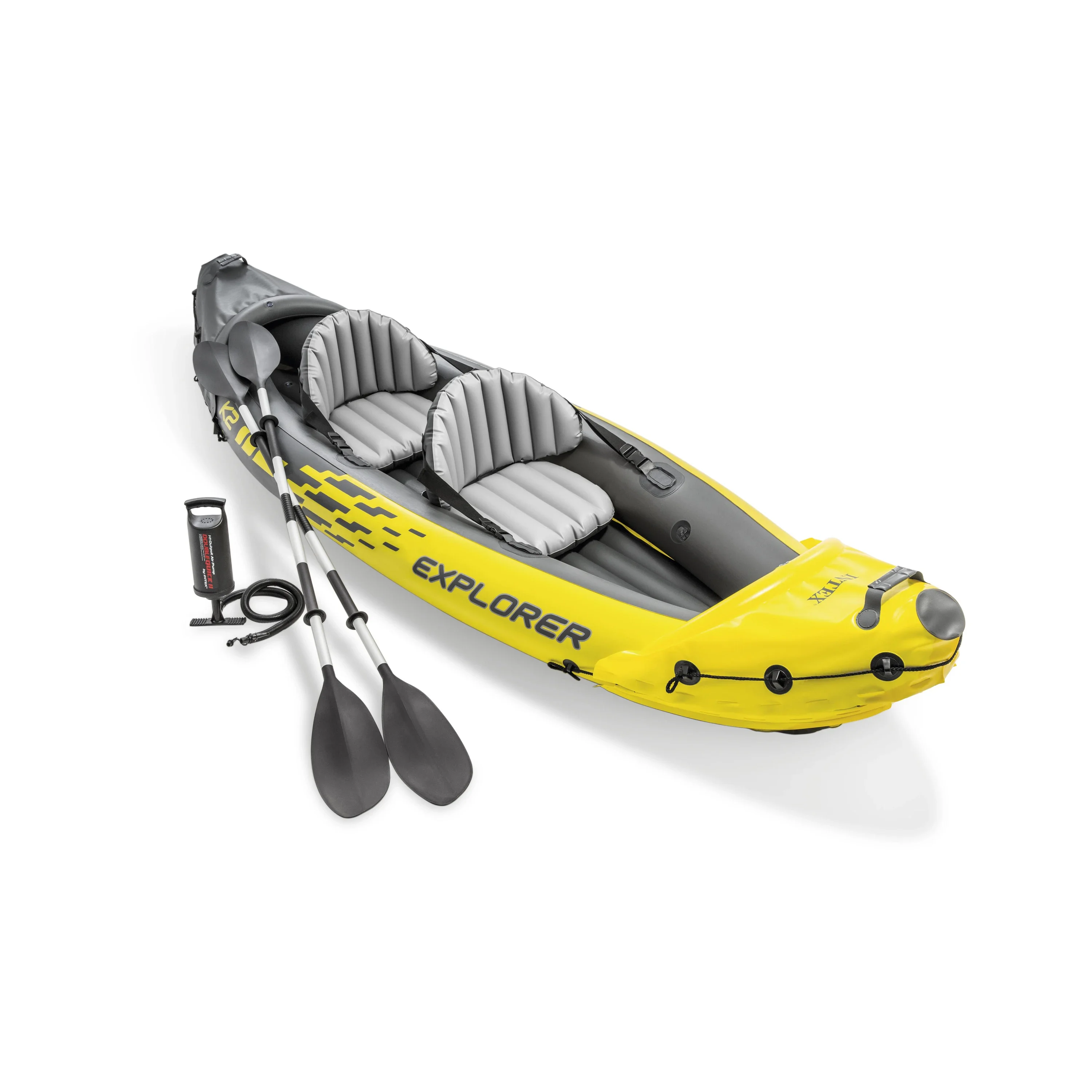 Intex 68307 K2 Kayak Adult Fast Rowing Inflatable Boat with Paddle for Lake Fishing Outdoor Landing PVC and Plastic Sports