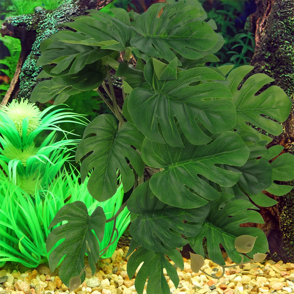 Reptile Artificial Hanging Plants Fake Aquarium Decorations Plastic Tank Terrarium