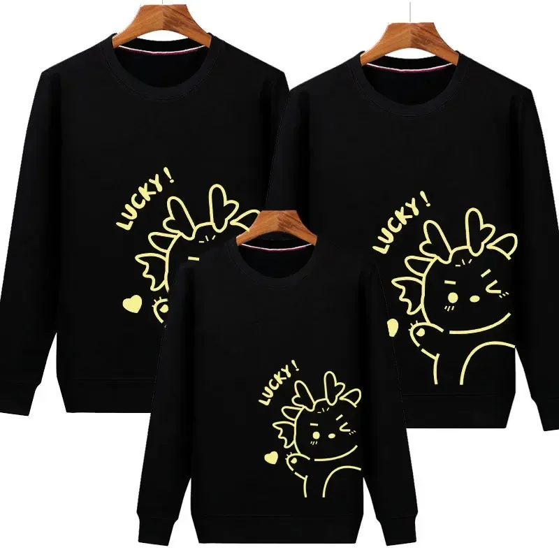 

Mom Daughter Hoodies Family Matching Outfits Cartoon Print Cotton Tops Couple Family Look Kids Baby Sweatshirts Casual Sweater