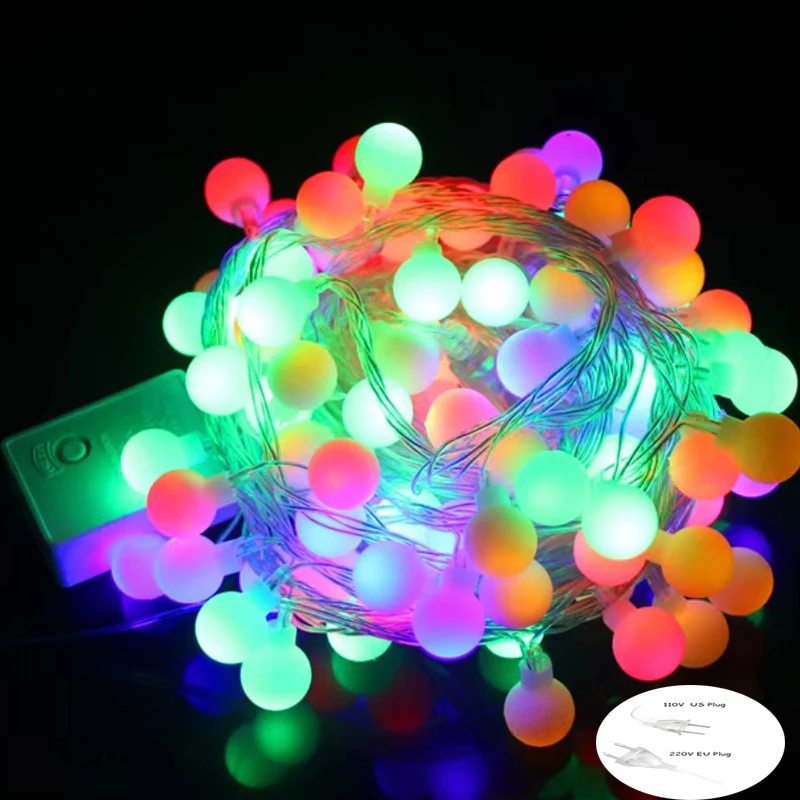 10M 20M 30M 50M Cherry Balls LED Fairy String Lights Outdoor Ball Chain Lights Bulb Party Home Wedding Christmas Garland Decor