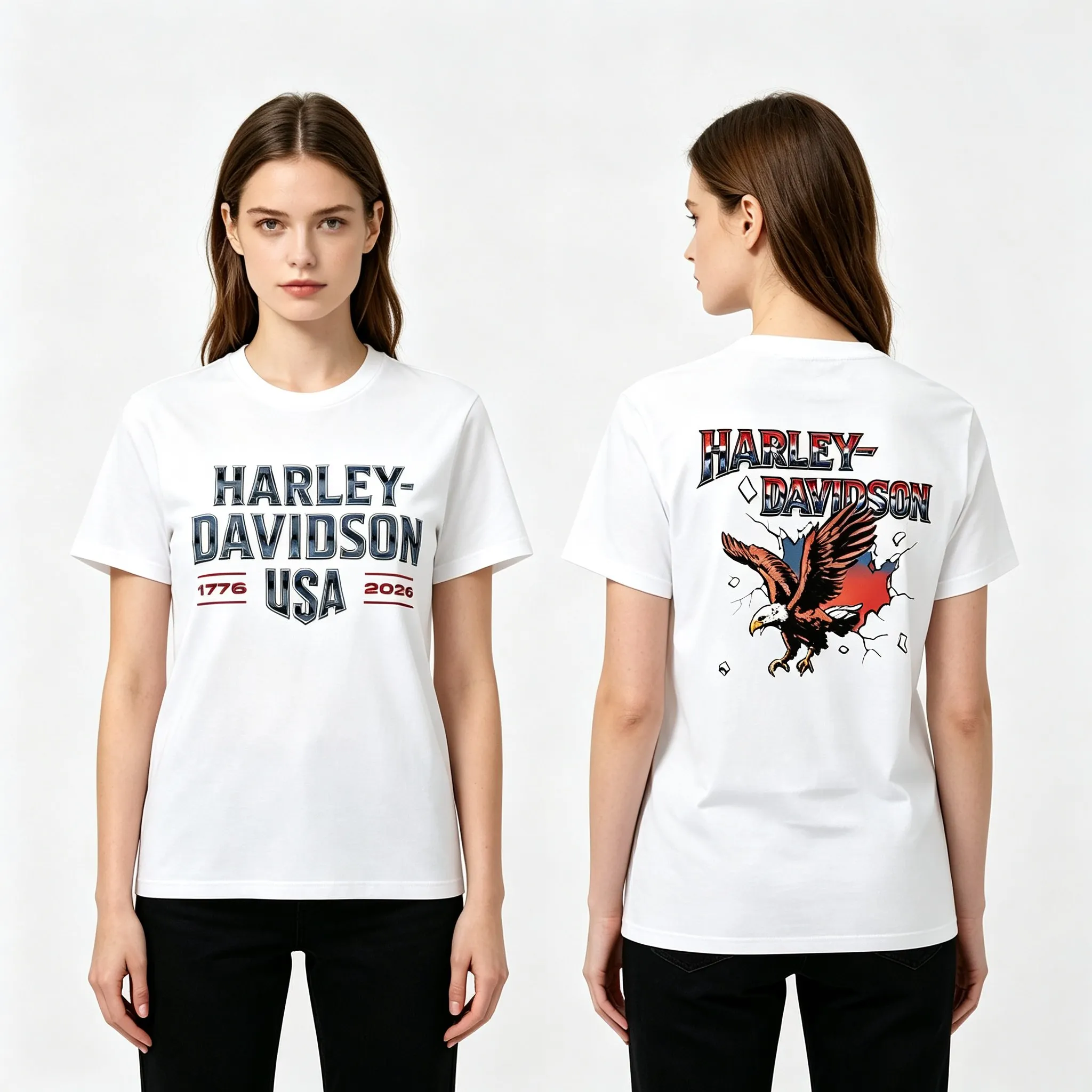 Harley Davidson Man Women Motorcycle Printed T-shirt Cotton Summer Breathable Leisure Short Sleeve Outdoor Sports Fitness Tops