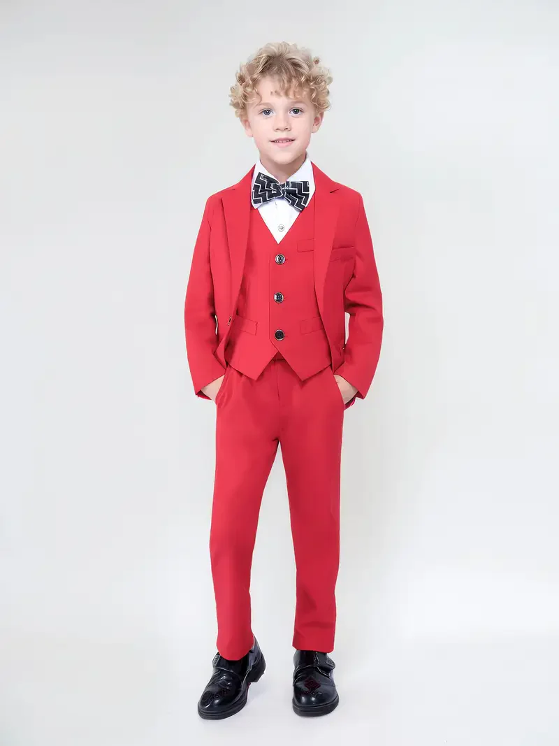 Kids Formal Wedding Suit Set School Boys Graduation Party Piano Host Performance Costume Children Birthday Blazer Set