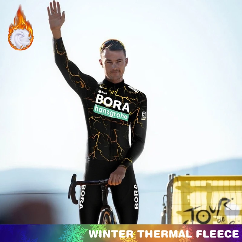

Cycling Jersey Man Winter Thermal Fleece UCI BORA Mens Clothes Bicycle Men's Uniform Bib Sets Maillot Triathlon Shirt Clothing