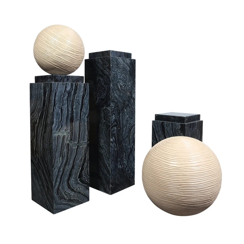 Creative woodcarving ball marble floor decoration Meichen decorative sculpture crafts