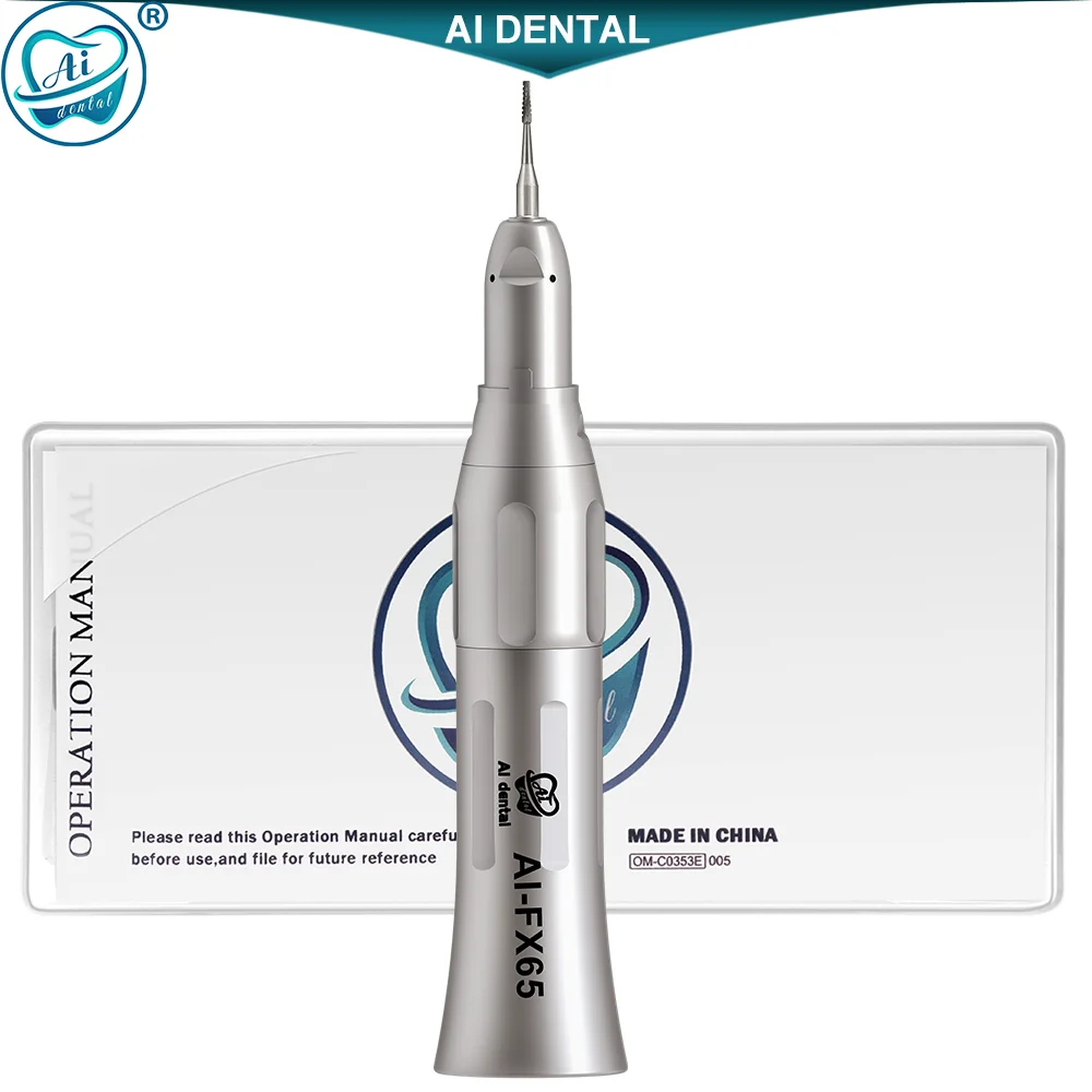 AI-FX65 1 : 1 Direct Drive Straight Handpiece For HP Burs (ø2.35) Used For Low Speed Dental Air Motor Max Speed: 40,000 min-1