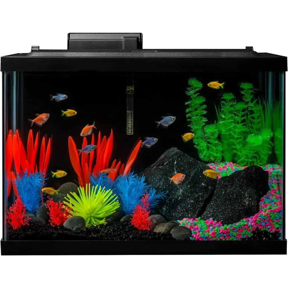 Kit d'Aquarium de 20 Gallons avec Lumières LED, Chauffage Décoratif et Filtre