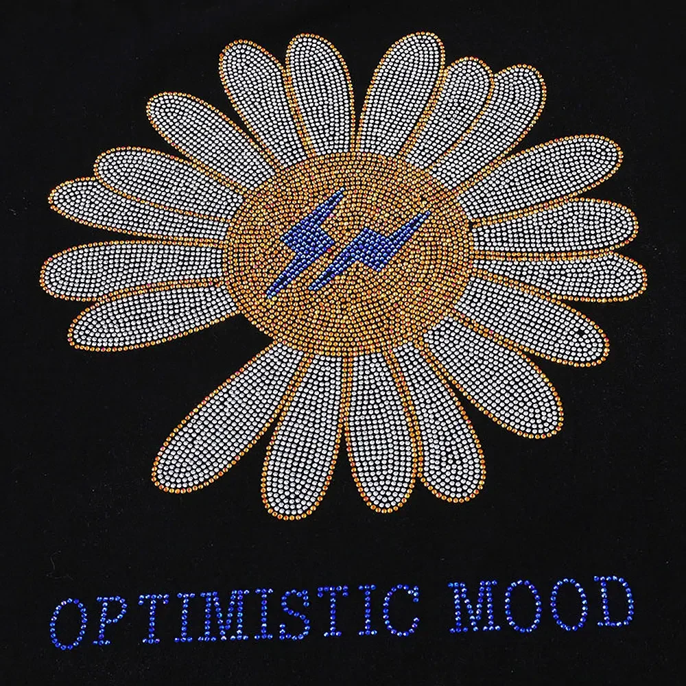 Men\'s Sunflower Sparkle Diamond T-shirts For Men O-neck Design Short Sleeve T shirt Cotton Tops S-5XL Oversize Man clothing