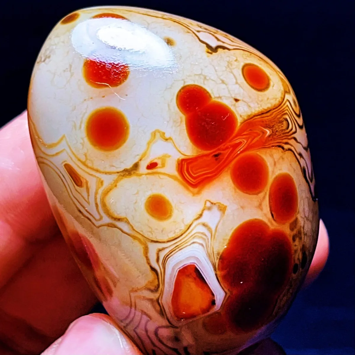 Translucent Beauty Banded Agate Palm Stone, Tumbled Polished, River Stone, Gift Giving, Natural Stone, Crystal Collection