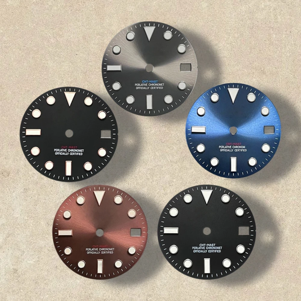

High Quality 28.5mm S Logo NH35 Dial Sunray YT-M Dial Suitable For NH35/NH36/4R/7S Movement Ice Blue Luminous NH35 Accessories