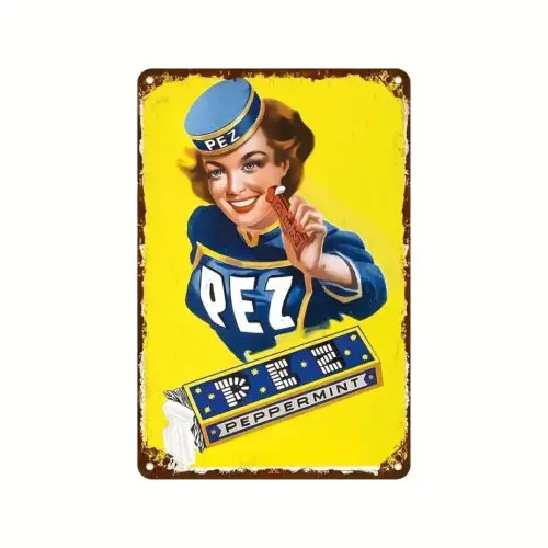 Pez clásico menta piperita Vintage dispensador de dulces letrero de Metal arte de pared S037-Aluminio