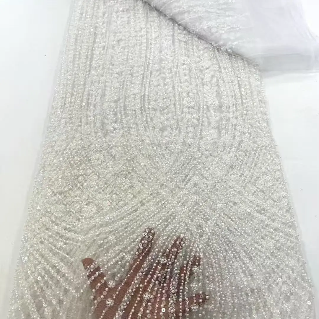 2026 Advanced Heavy Industry Pipe Beads Bubble Beads Unilateral Multi-color Fabric Wedding Dress Lace Bead Clothing Fabric 5yds