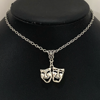 Vintage Silver Color Clown Mask Necklace Personality Smiling Face and Crying Face Necklace Motorcycle Party Punk Jewelry