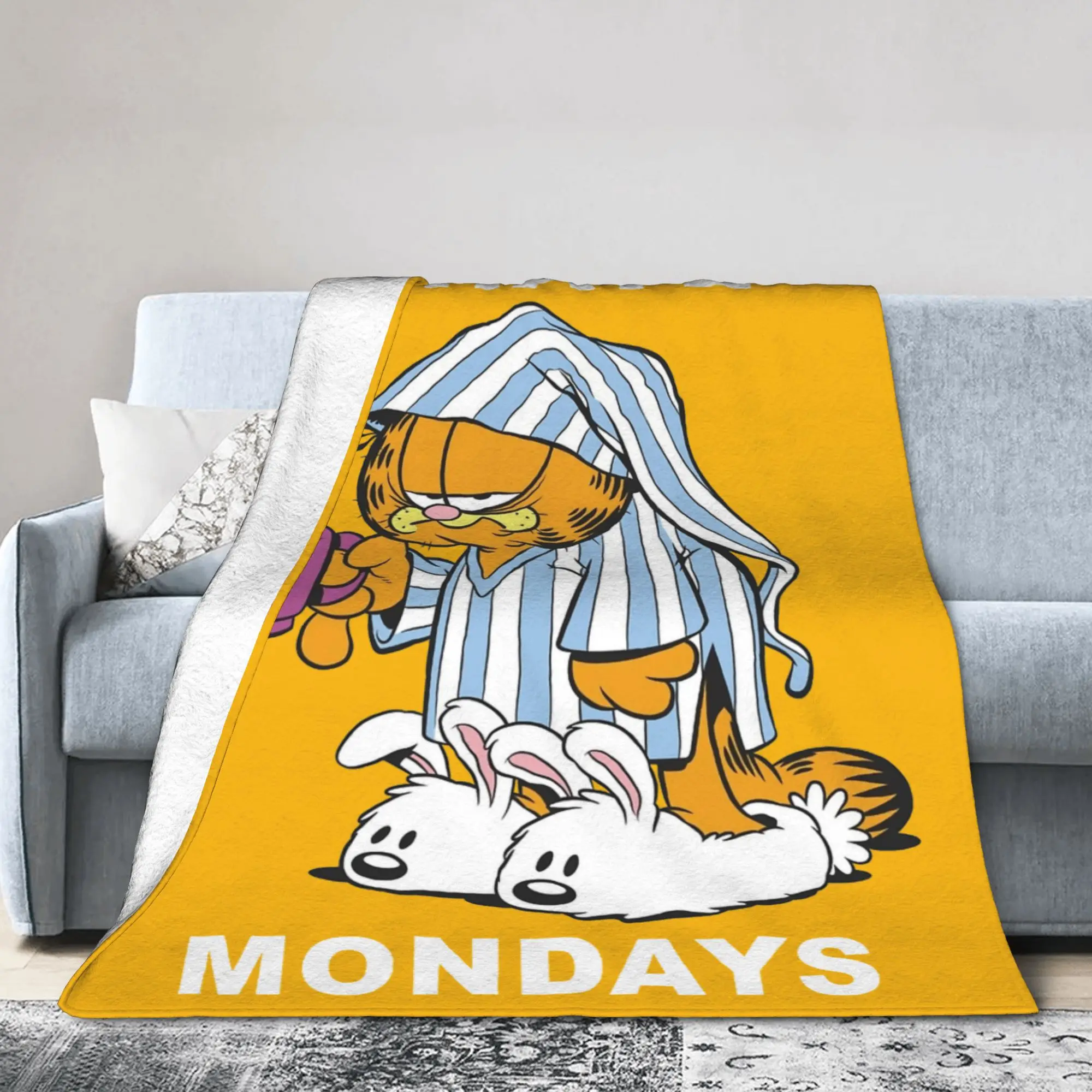 أنا أكره يوم الاثنين بطانية القهوة غارفيلد القط الصوف رمي بطانية الصيف تكييف الهواء الديكور لينة الدافئة المفارش ،