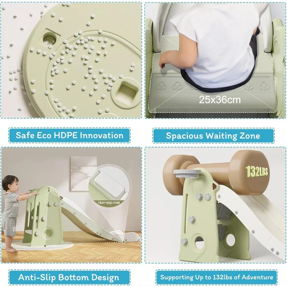 Corrediça infantil conversível 3 em 1 com cesta de basquete para jogos internos e externos