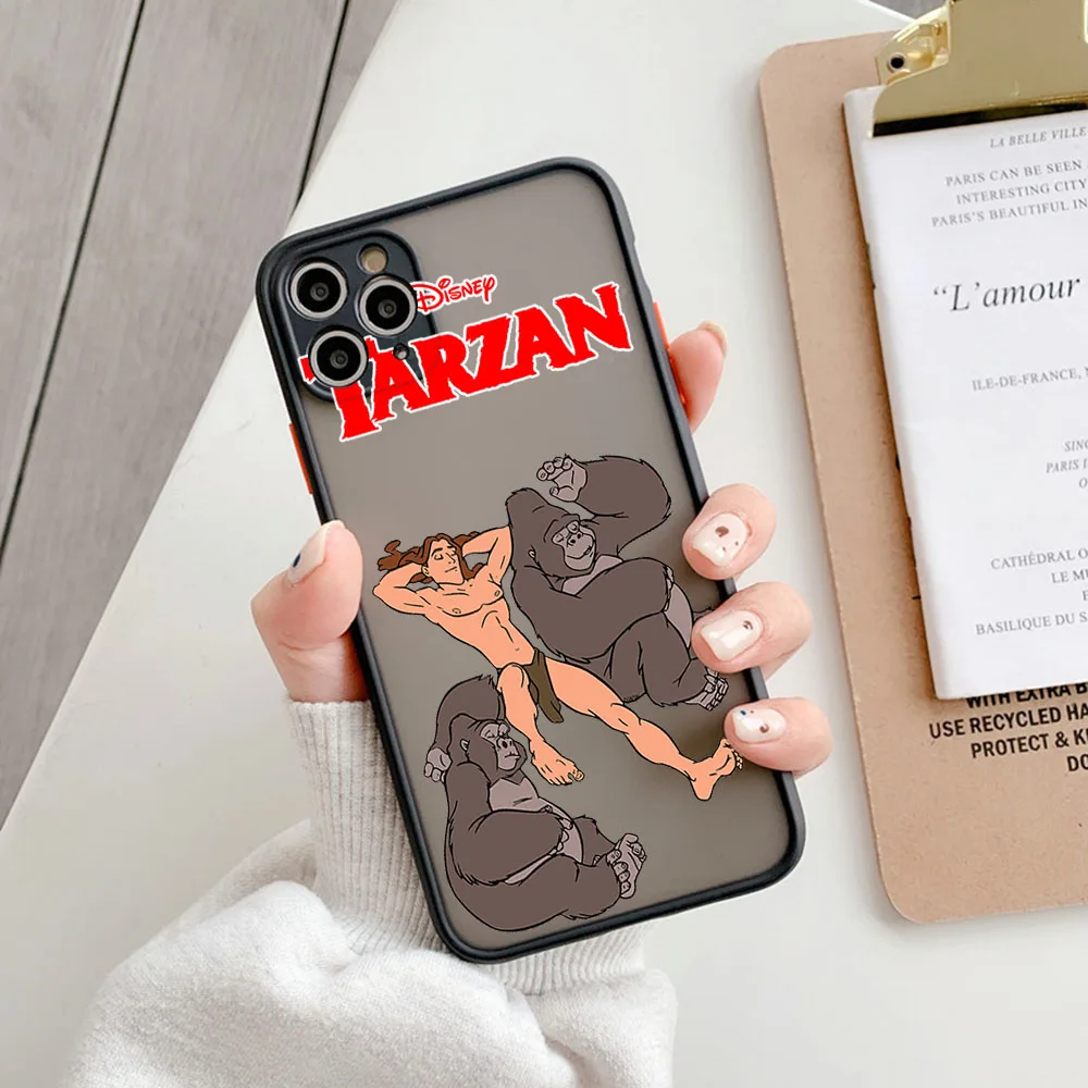 حافظة لهاتف آيفون 17 16 15 14 Plus 13 12 13 Mini 16Pro 17ProMax Air Disney Tarzan غطاء شفاف بنمط كرتوني