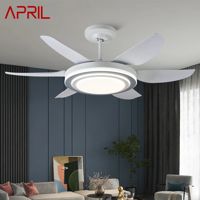 

APRIL Fan Light Nordic LED Ceiling Fan Light Modern Minimalist Restaurant, Living Room, Bedroom Commercial Electric Fan