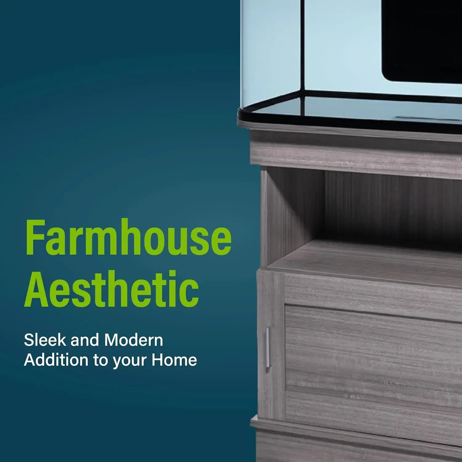 Aquarium Stand, 20 Gallons, Features Enclosed Storage Area, Display Area, Back Panel Cutout, Modern Farmhouse Look. Fish Tank So