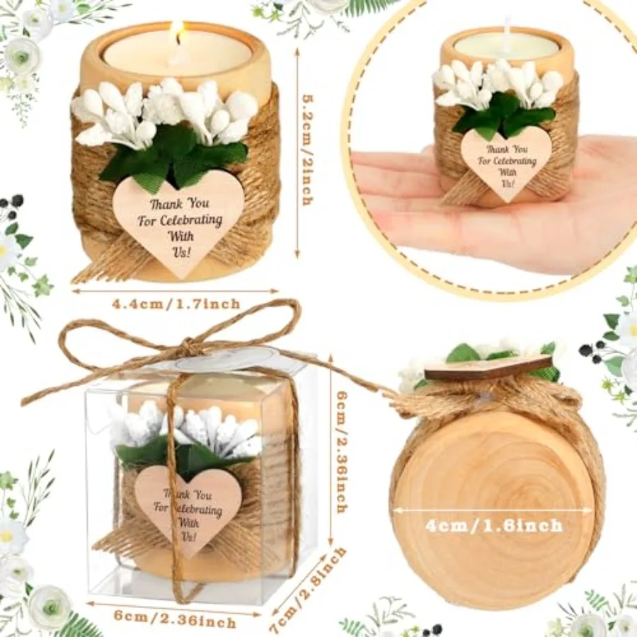 16 Pack Wooden Tealight Candle Holders Kit Guest Gifts for Wedding Baby Shower The First Communion Baptism Christening Housewar view 2