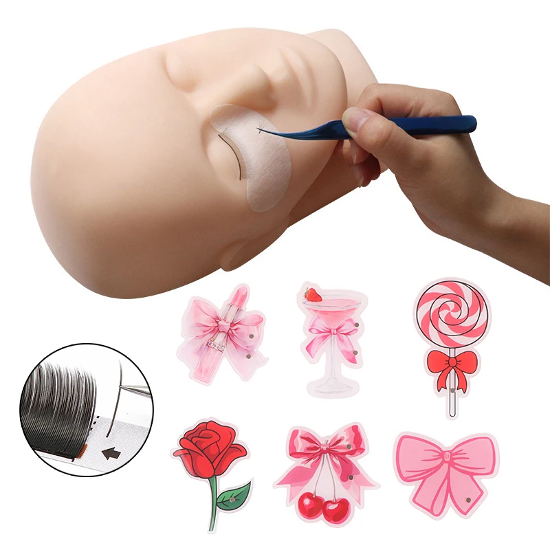 Tablero de exhibición de extensión de pestañas acrílicas rosas con diseño de lápiz labial rosa, bandeja de succión magnética para pestañas postizas, paleta de maquillaje