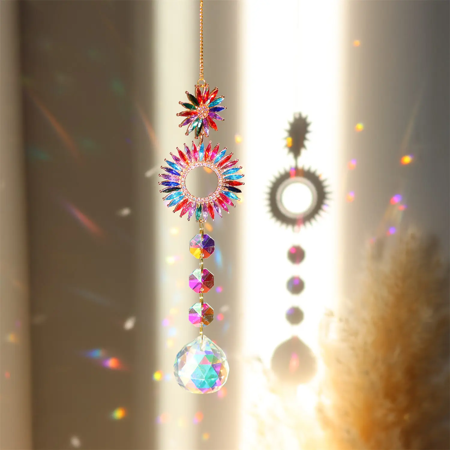 Dreamcatcher Sun Catcher Pendant Colorful Crystal Light and Shadow Rainbow Pendant