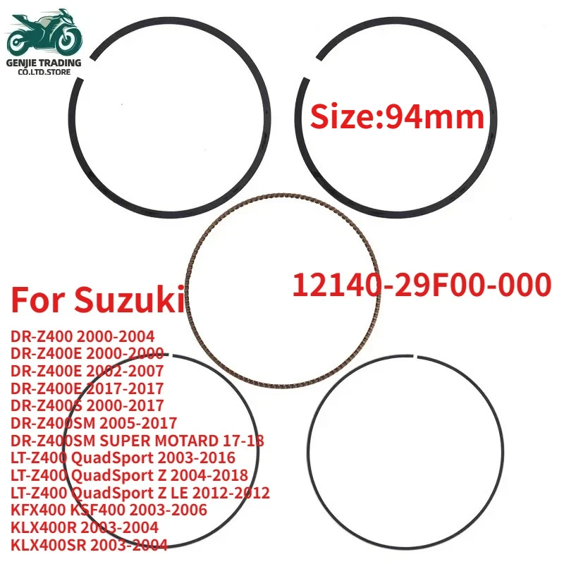Anillos de Pistón de Motocicleta de 94 mm para Suzuki DR-Z400 DR-Z400E DRZ400S 2000-2017 DR-Z400SM LT-Z400 QuadSport KFX400 KSF400 KLX400R