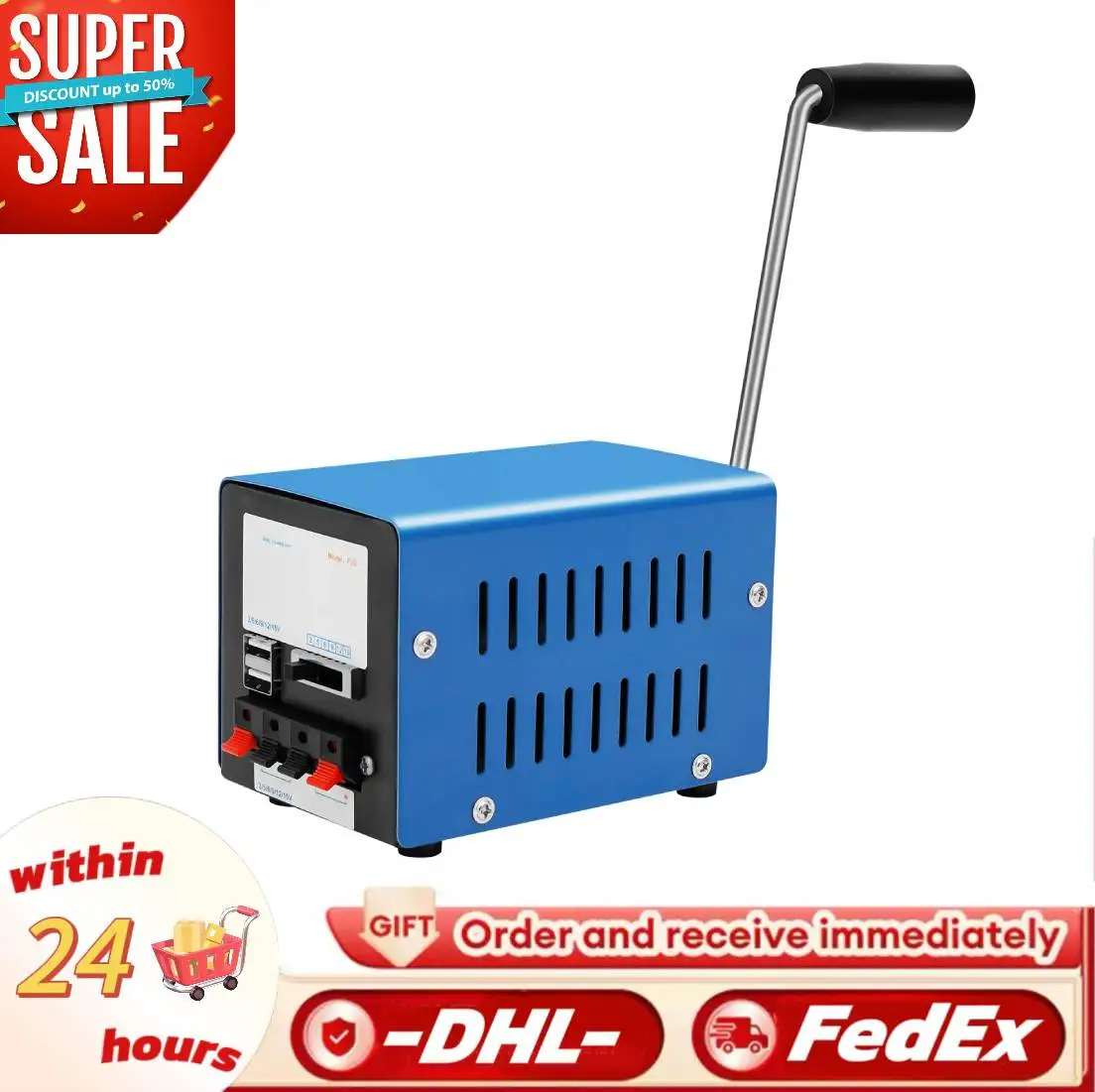 

Портативный ручной генератор 20 Вт с USB, 3В/6.6А, для экстренного питания, выживания, кемпинга и приключений