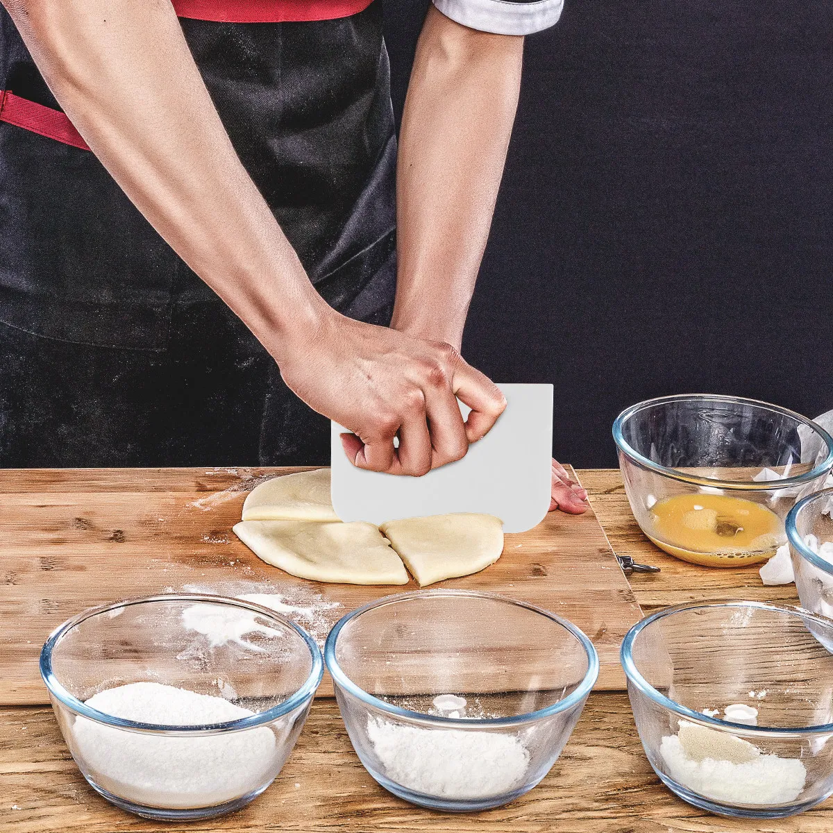 6個入り生地スクレーパー、プラスチック製ボウルスクレーパー、 - Dough Scraper Curved のレビューと価格