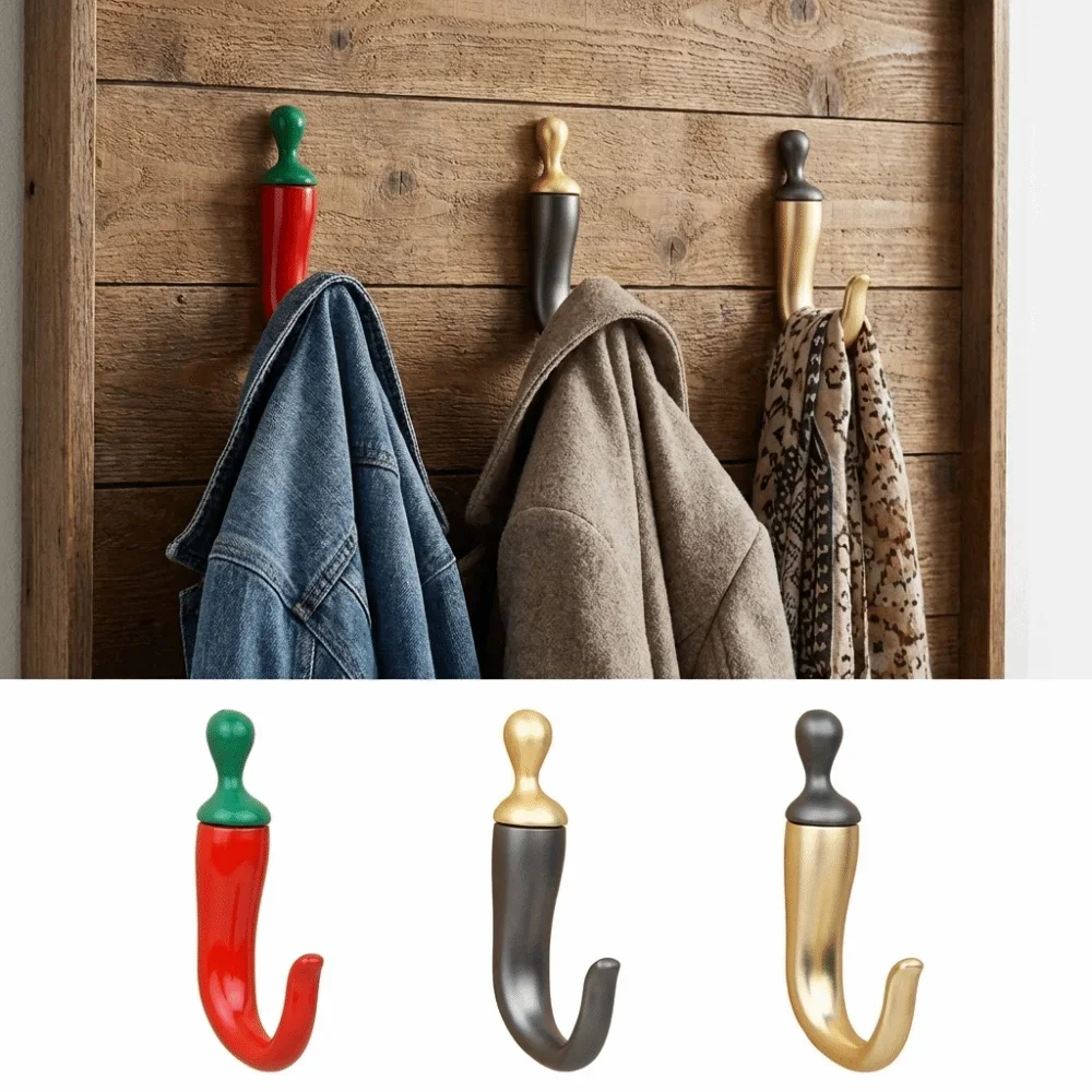 Zinc Alloy Chili Clothes Hook Waterproof Moisture-proof Wall Hanging Hooks Funny Sturdy Decorative Hooks Home Storage
