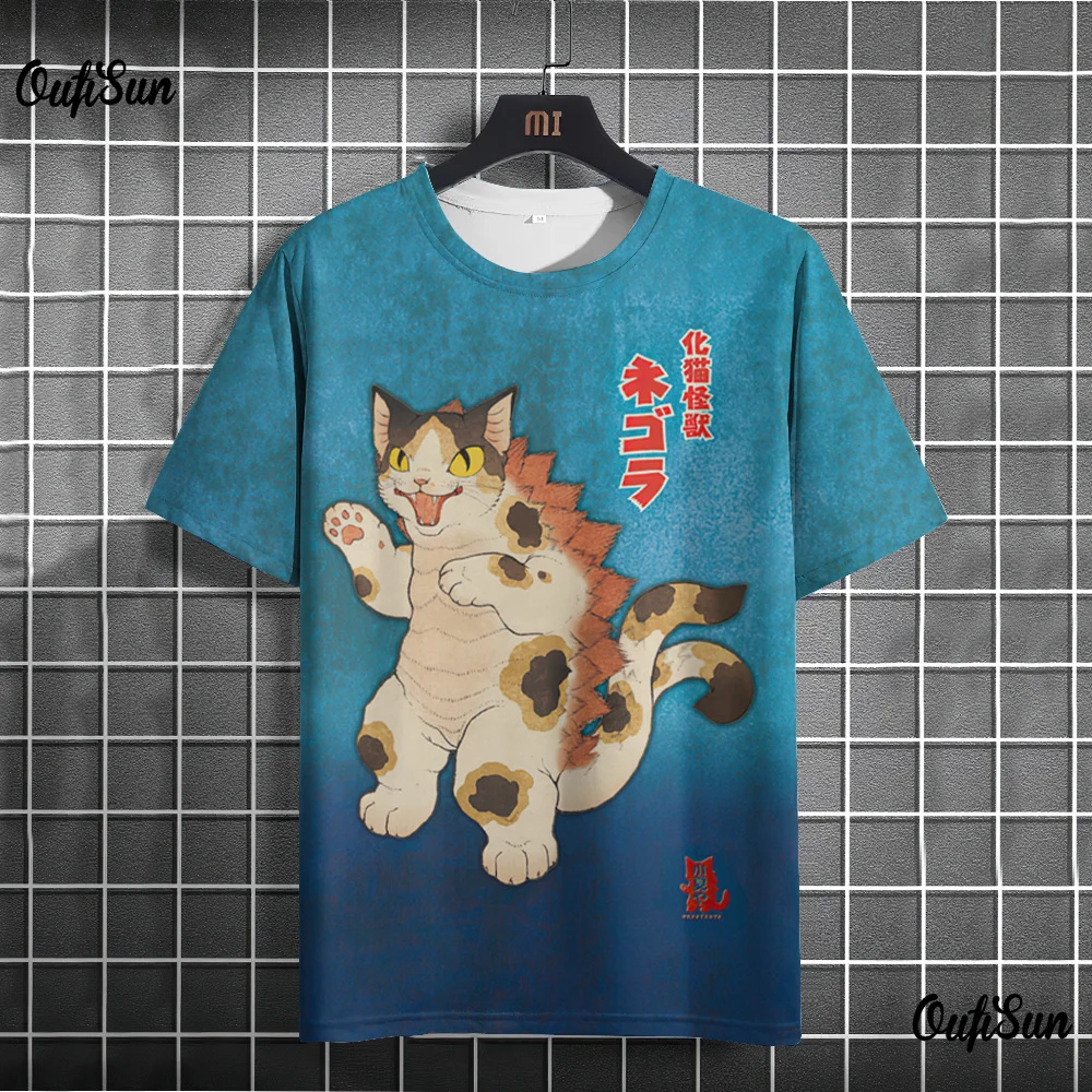 Unisex 2024 T Shirt Men Women Japanese Samurai Cat 3d Printed T Shirts For Casual Fashion Funny Shirt Top Tee Men Clothing New