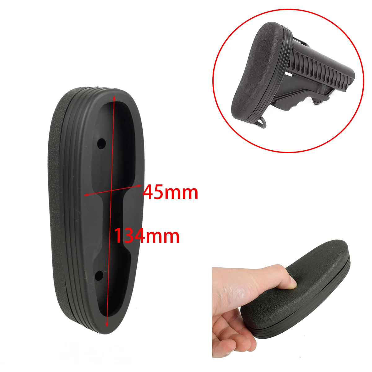 Tactical Buttstock AR15 Shockproof Rubber Pad Non-Slip Gun Rifle Snap-On Recoil Pad Hunting Accessories
